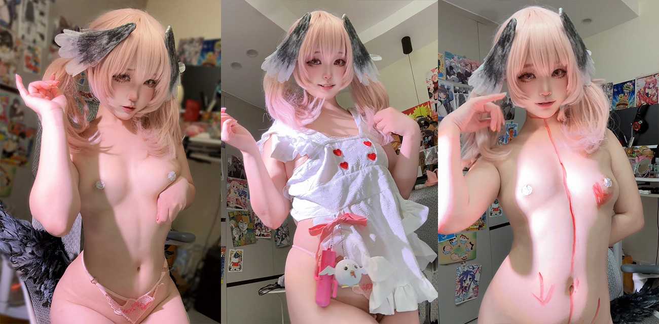反差萝莉 神沢永莉 COS情趣女仆玩裸拍 珠链紧勒蜜穴 粉乳饱满诱人