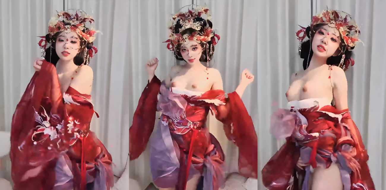 古风美人 炫迈 头戴凤冠裸舞自慰 湿滑小穴性奋张合 雪白身子抖着喷水